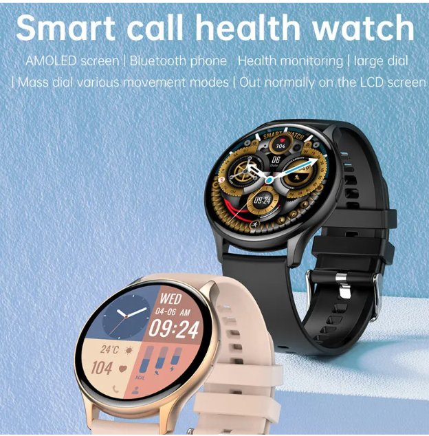 AMOLED Smart Watch: Vibrant Display, Stylish Design, Fitness, Notifications, Waterproof